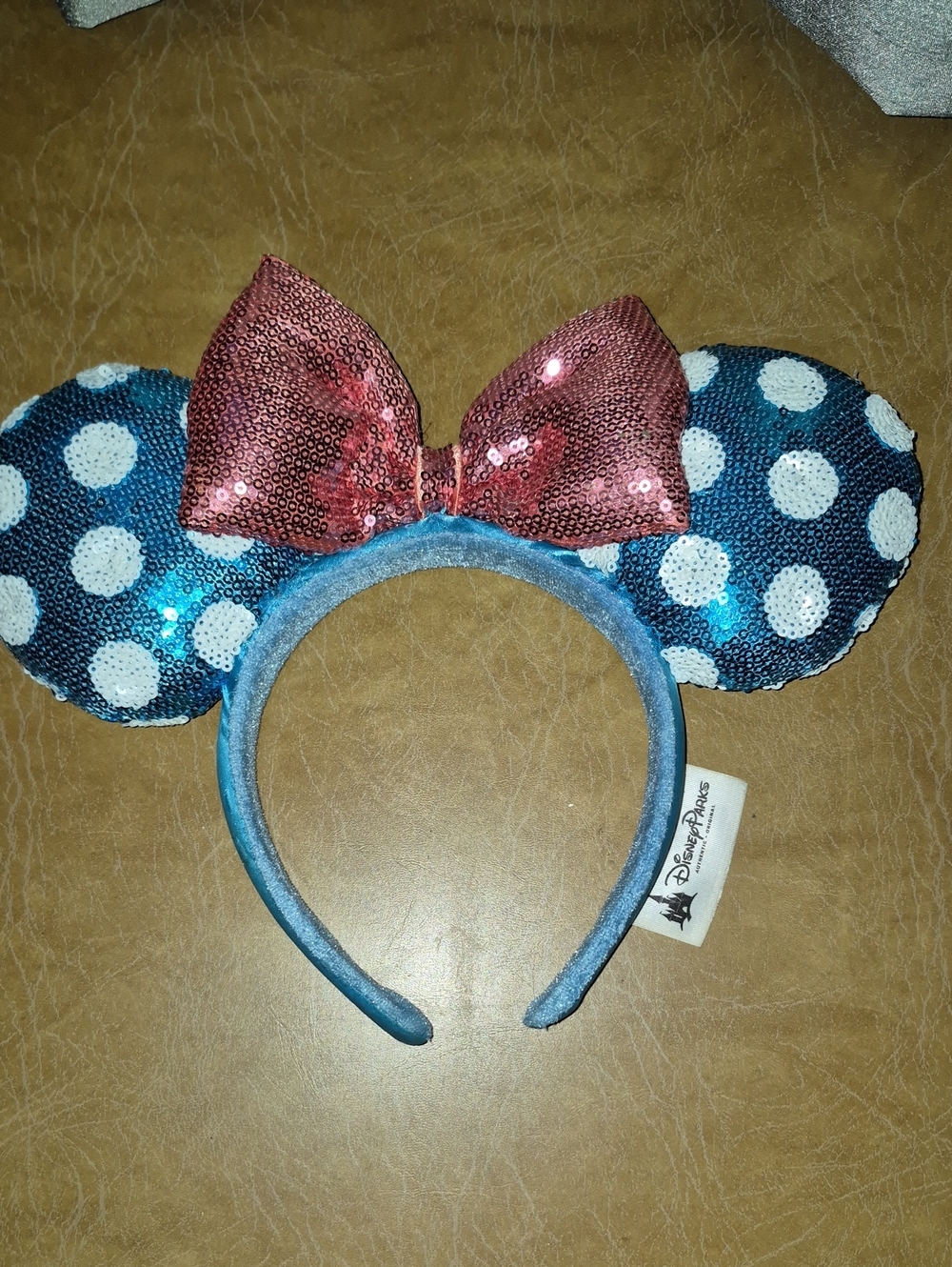 Disney Parks Sequin Polka Dot Mouse Ear Headband - Blue & Pink